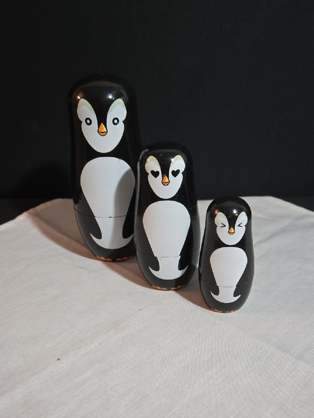 Hand-Painted Penguin Nesting Dolls - Set of 3 - Black & White